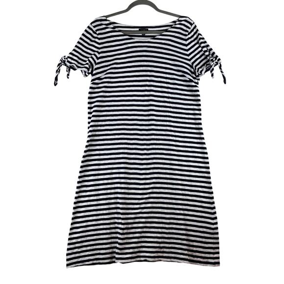 Talbots Dresses & Skirts - Talbots 100% Cotton Sheath Dress Women's Large Tie Sleeve Nautical Boat Scoop